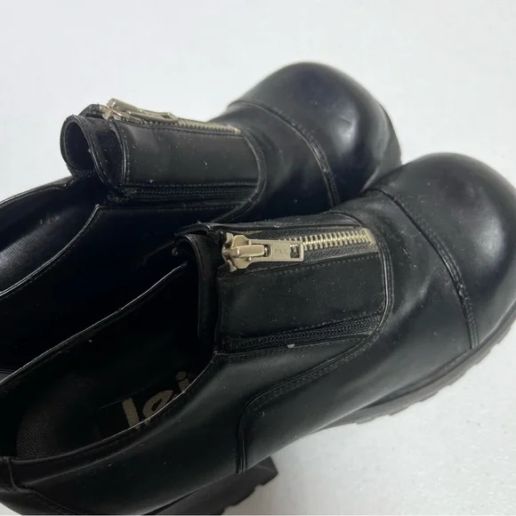 Vintage l.e.i. Black Faux Leather Chunky Block Heel Platform Shoes - Picture 8 of 12